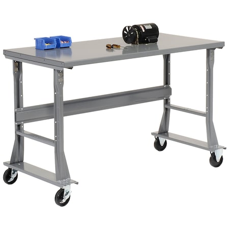 Global Industrial Mobile Workbench, 72 x 30in, Flared Leg, Steel Square Edge 183408A